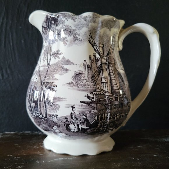 Vintage Palissy Ware Dutch Windmill Jug / Creamer, French Ceramic *Repair - Picture 3 of 8